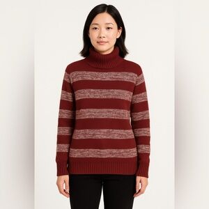 NWOT Eddie Bauer Turtleneck Striped cotton blend Sweater,‎ Burgundy XL